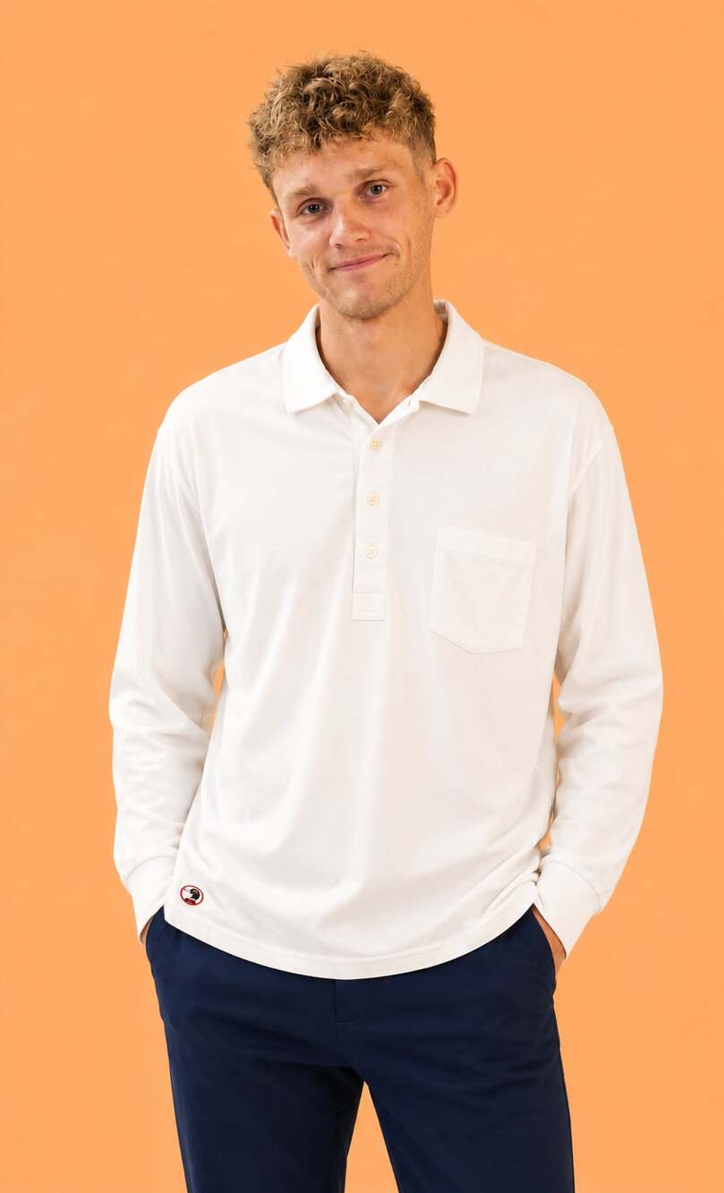 Duck Head Long Sleeve Polo Shirt White Size XL